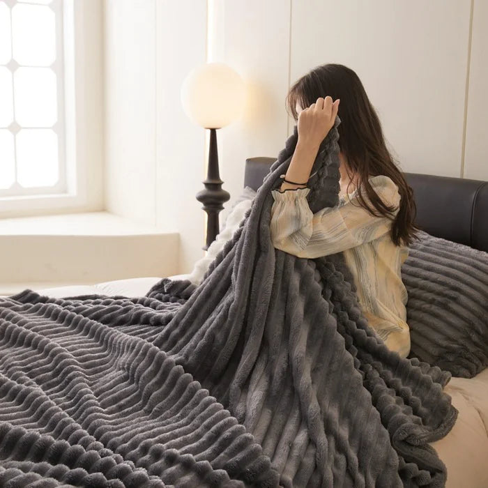 Luxe Rabbit Plush Velvet Blanket Ultra Soft & Cozy Throw