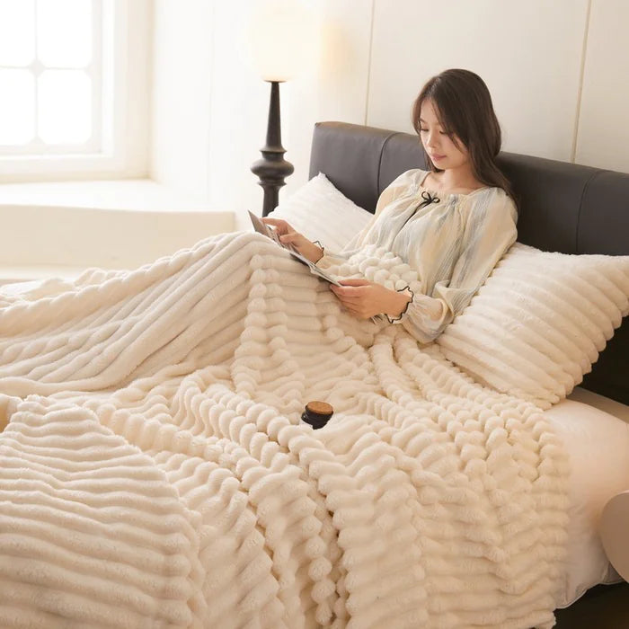 Luxe Rabbit Plush Velvet Blanket Ultra Soft & Cozy Throw