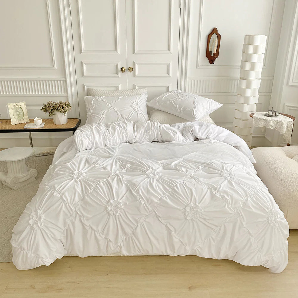 Blossom Luxe 3D Floral Bedding Set Elegant Quilt Cover & Pillowcases