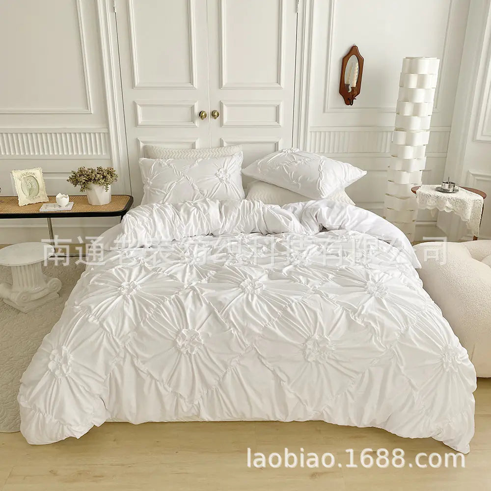 Blossom Luxe 3D Floral Bedding Set Elegant Quilt Cover & Pillowcases