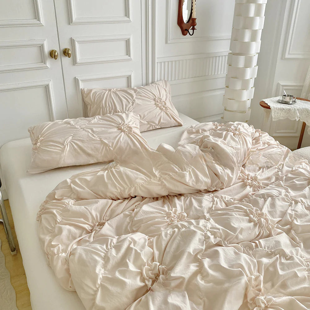 Blossom Luxe 3D Floral Bedding Set Elegant Quilt Cover & Pillowcases