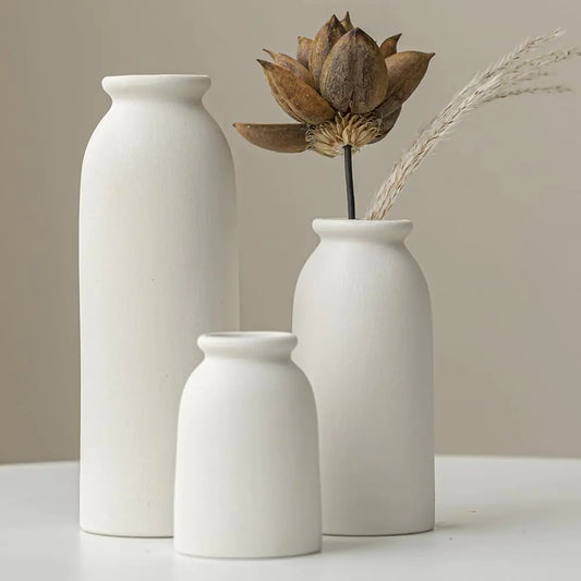 Simplicity Trio Matte Ceramic Vase Set (Set of 3)