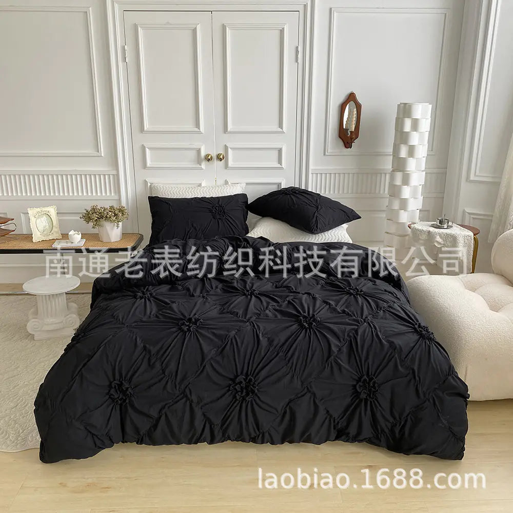 Blossom Luxe 3D Floral Bedding Set Elegant Quilt Cover & Pillowcases
