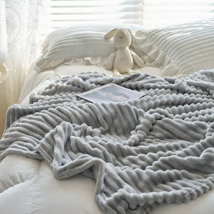 Luxe Rabbit Plush Velvet Blanket Ultra Soft & Cozy Throw