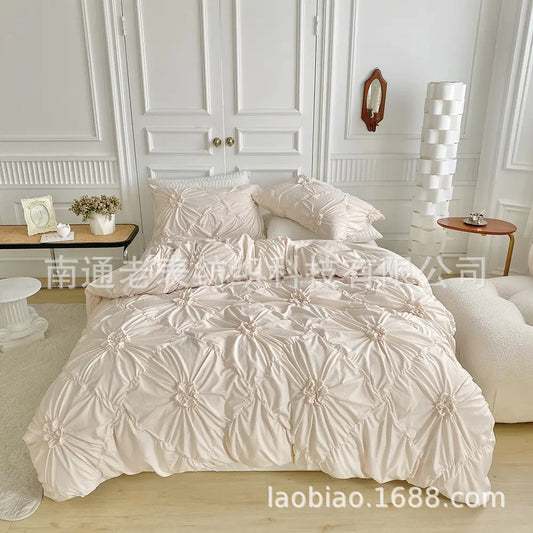 Blossom Luxe 3D Floral Bedding Set Elegant Quilt Cover & Pillowcases