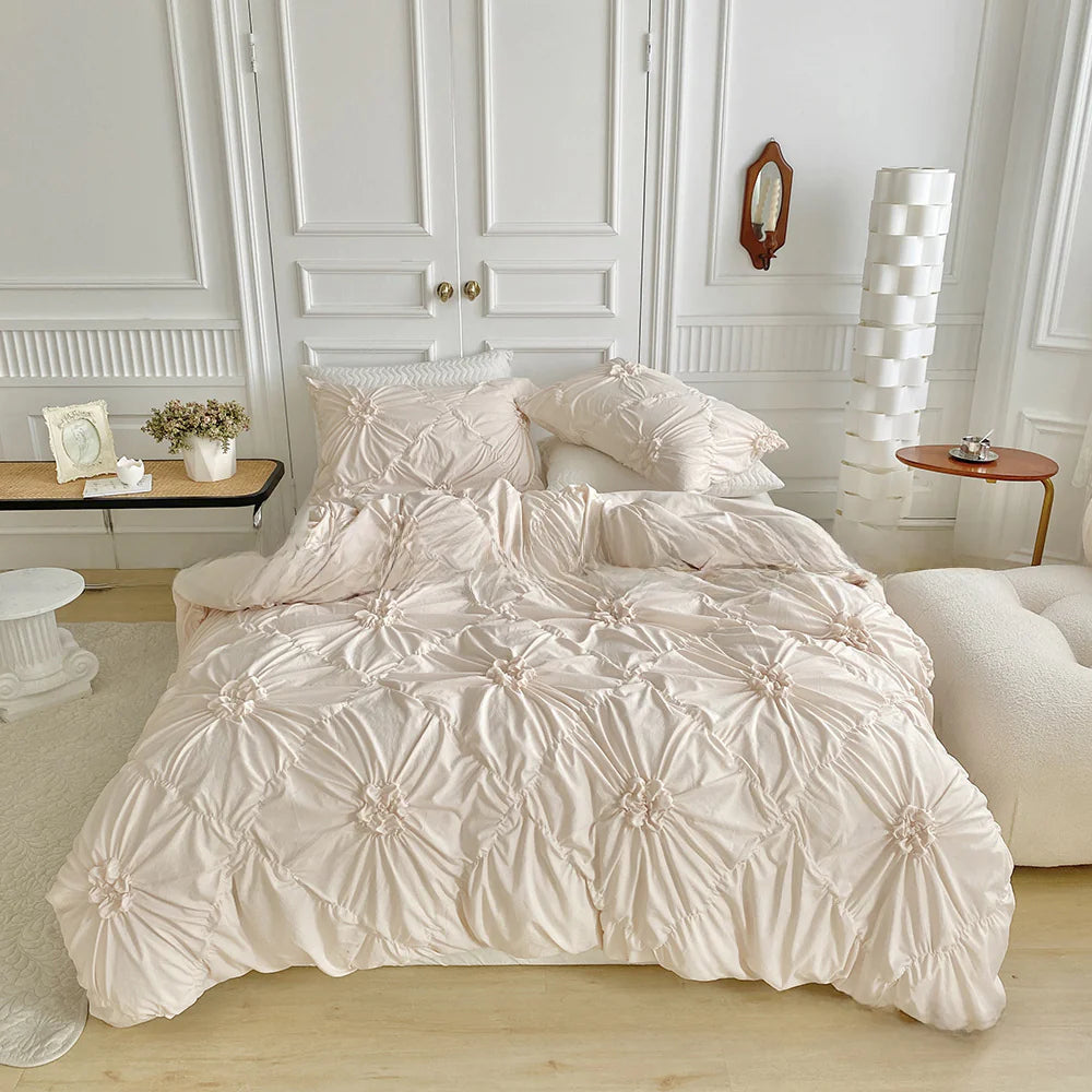Blossom Luxe 3D Floral Bedding Set Elegant Quilt Cover & Pillowcases