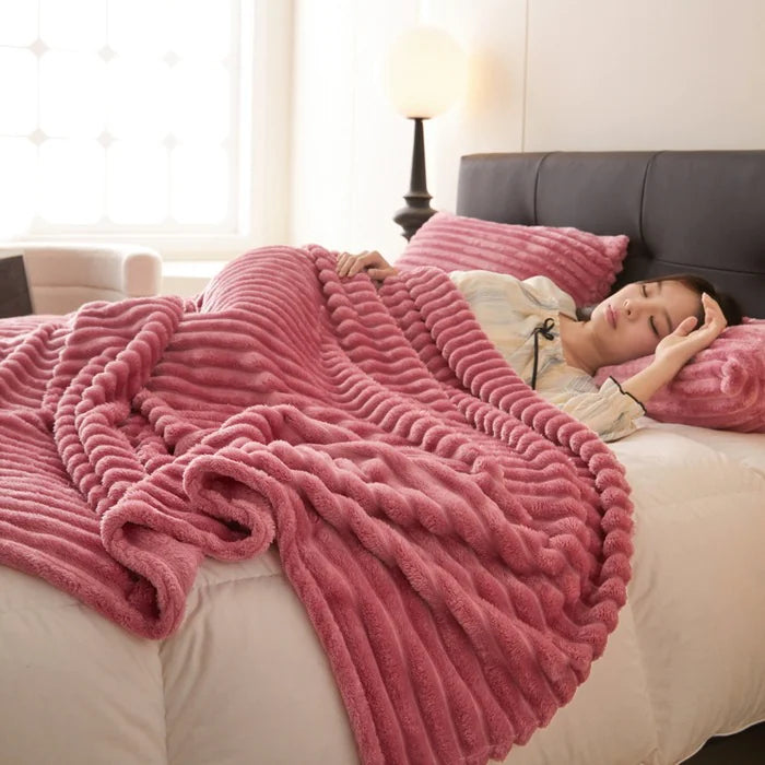 Luxe Rabbit Plush Velvet Blanket Ultra Soft & Cozy Throw
