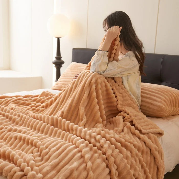 Luxe Rabbit Plush Velvet Blanket Ultra Soft & Cozy Throw