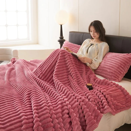 Luxe Rabbit Plush Velvet Blanket Ultra Soft & Cozy Throw